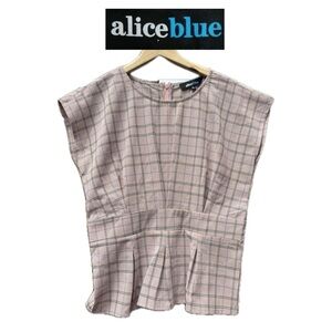 Alice Blue Y2K Pink Plaid Zippered back Sleeveless Blouse Ladies size Medium